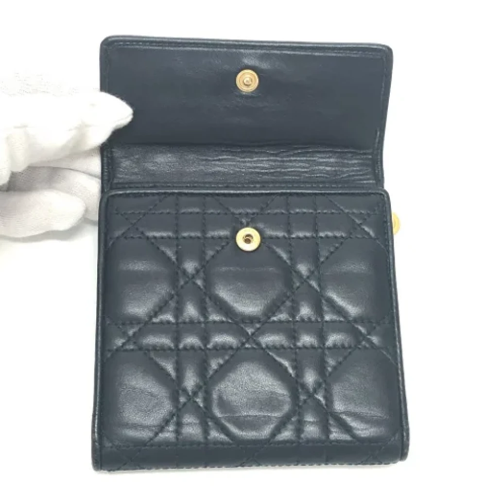 Dior Vintage Pre-owned Leather wallets Blue Dames