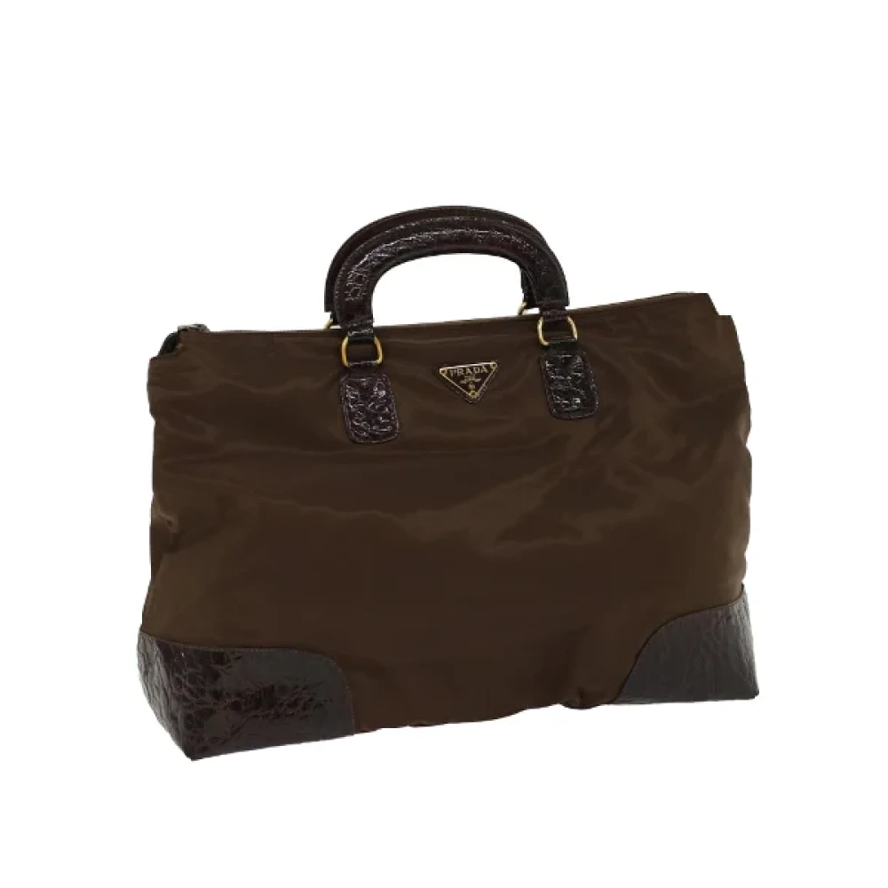 Prada Vintage Pre-owned Nylon handbags Brown Dames