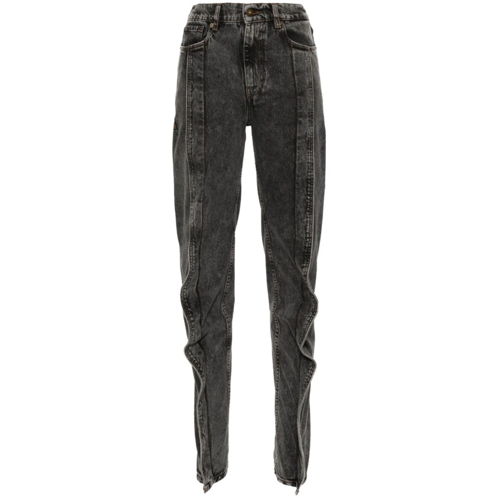 Y/Project Svarta High-Waisted Tapered Leg Jeans Black, Dam