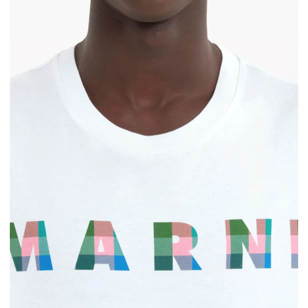 Marni Grafisch Logo T-shirt Wit White Heren