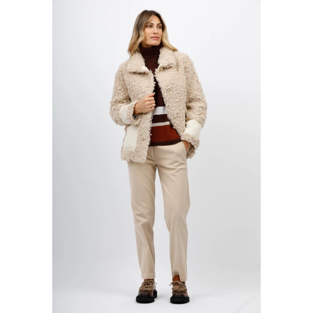 Rosso35 Katoenen Elastische Taillebroek met Achterzakken Beige Dames