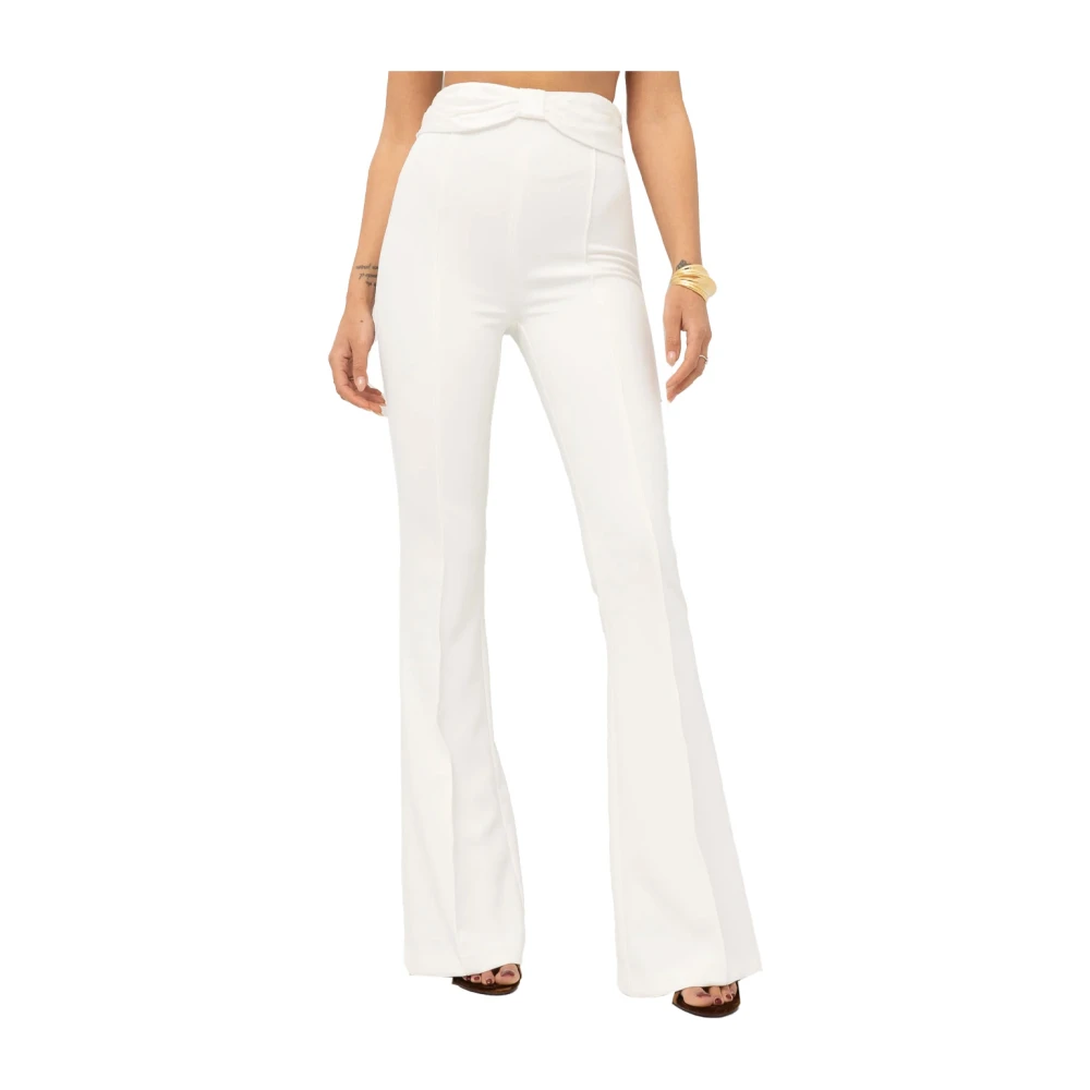 Elisabetta Franchi Elegante Wijde Polyester Broek White Dames