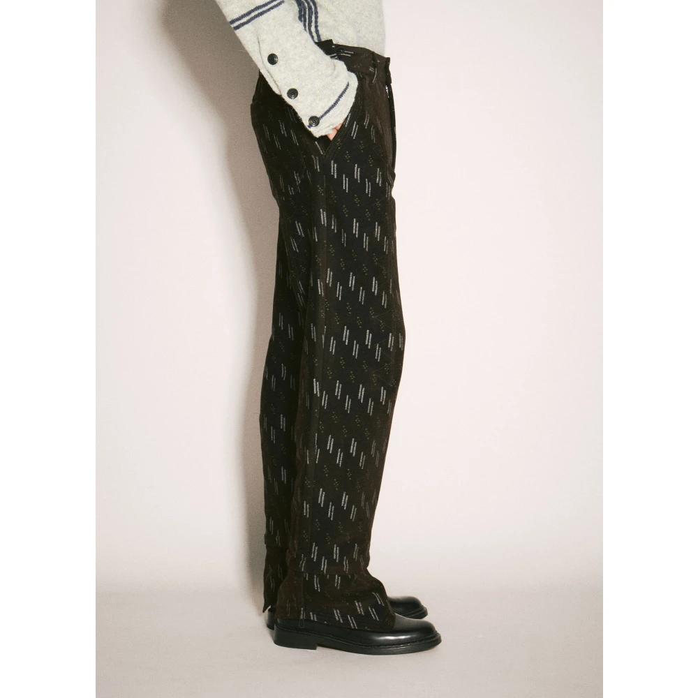 Kiko Kostadinov Jacquard Twill Broek met All-Over Motief Brown Heren