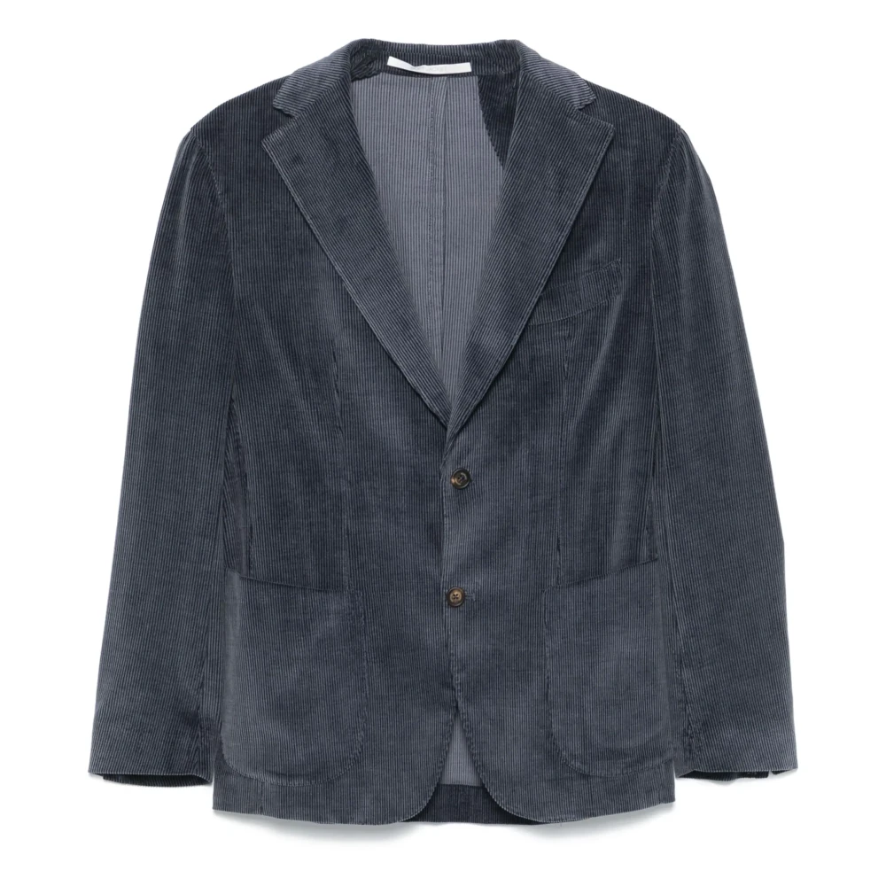 Eleventy Ribfluweel Wol Blend Blazer Jas Blue Heren