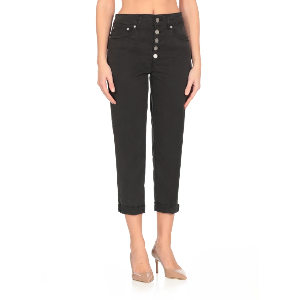 Dondup Zwarte Katoenmix Broek voor Vrouwen Black Dames