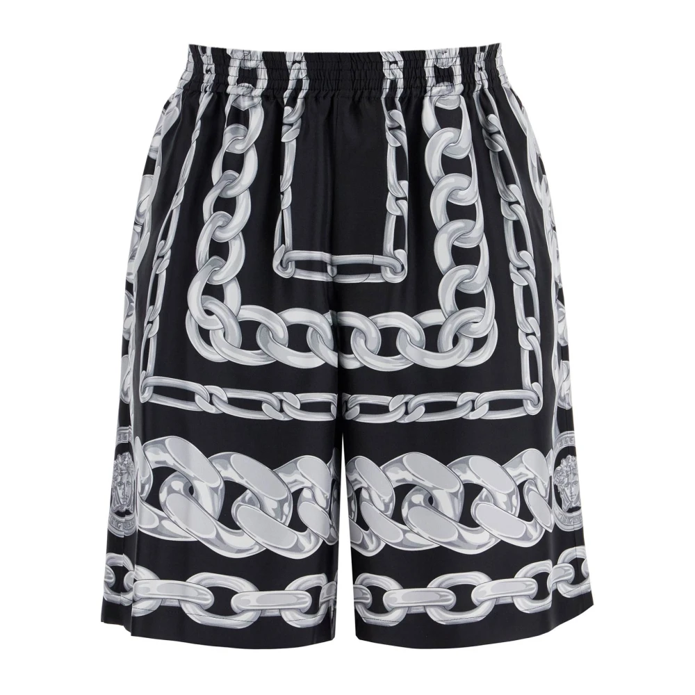 Versace Shorts Medusa Chains Print Silk Twill - Male - Casual Shorts - Multicolor - L - Shorts