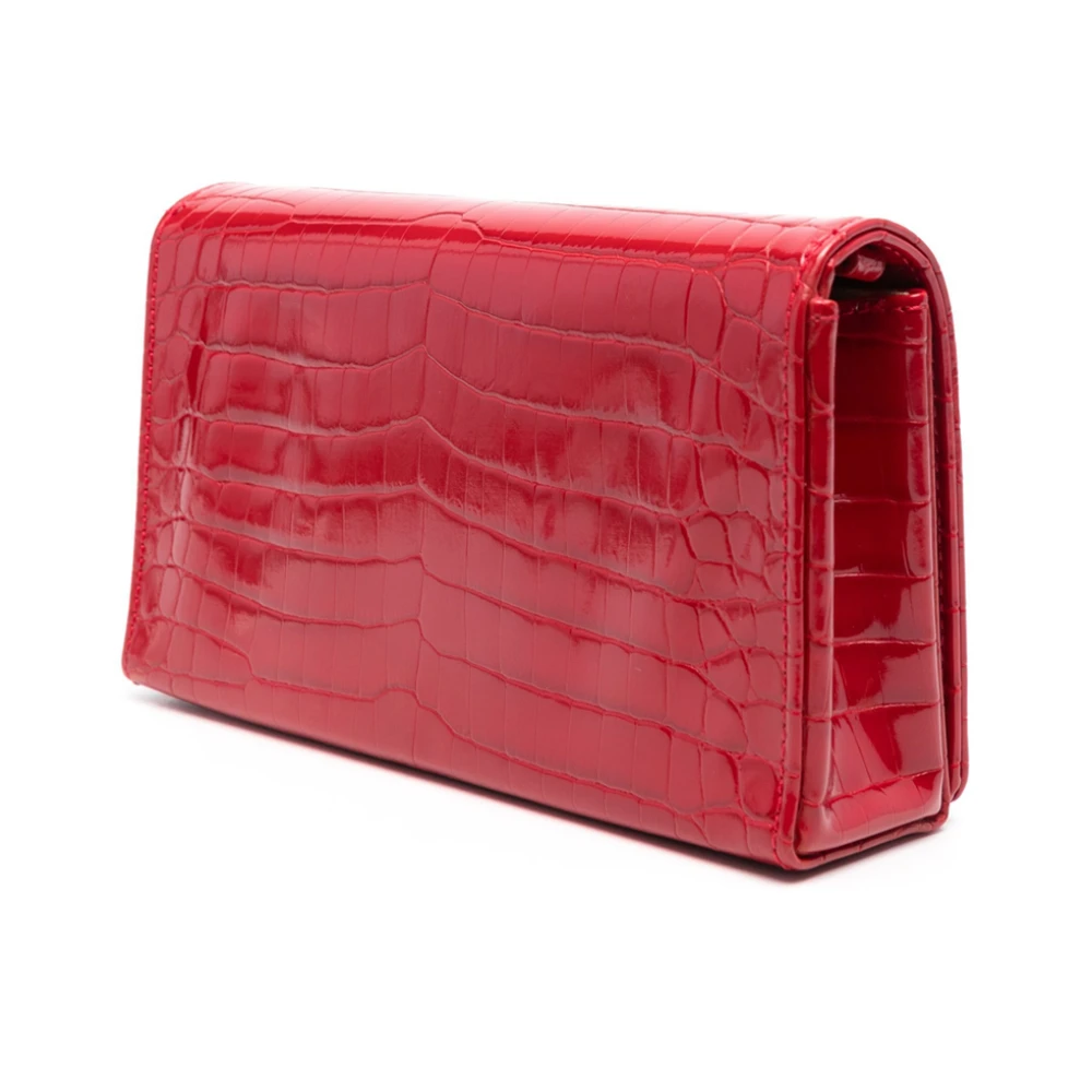 Love Moschino Rode Krokodil-geëmbosseerde Schoudertas Red Dames