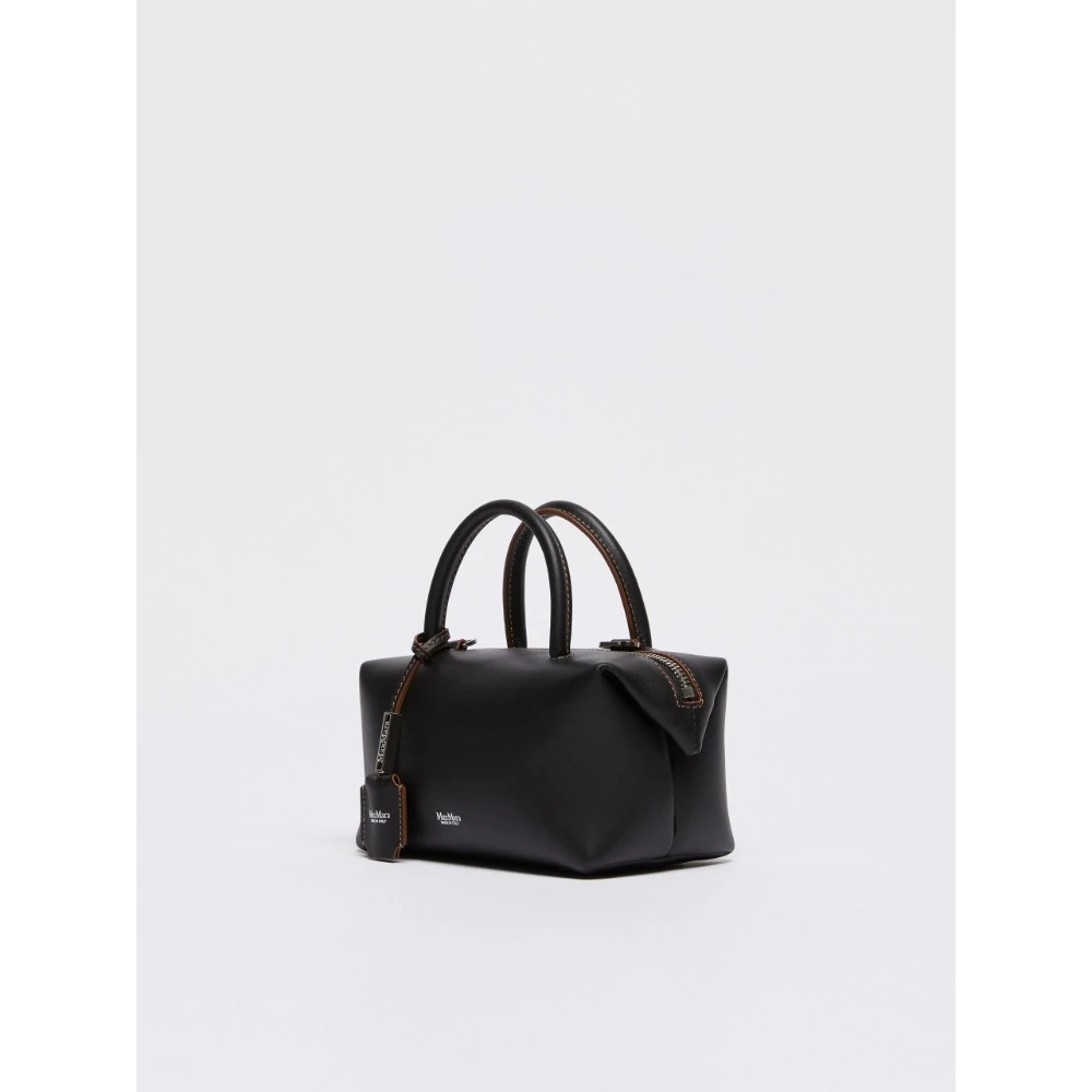 Max Mara Luxe Leren Holdall Tas Black Dames