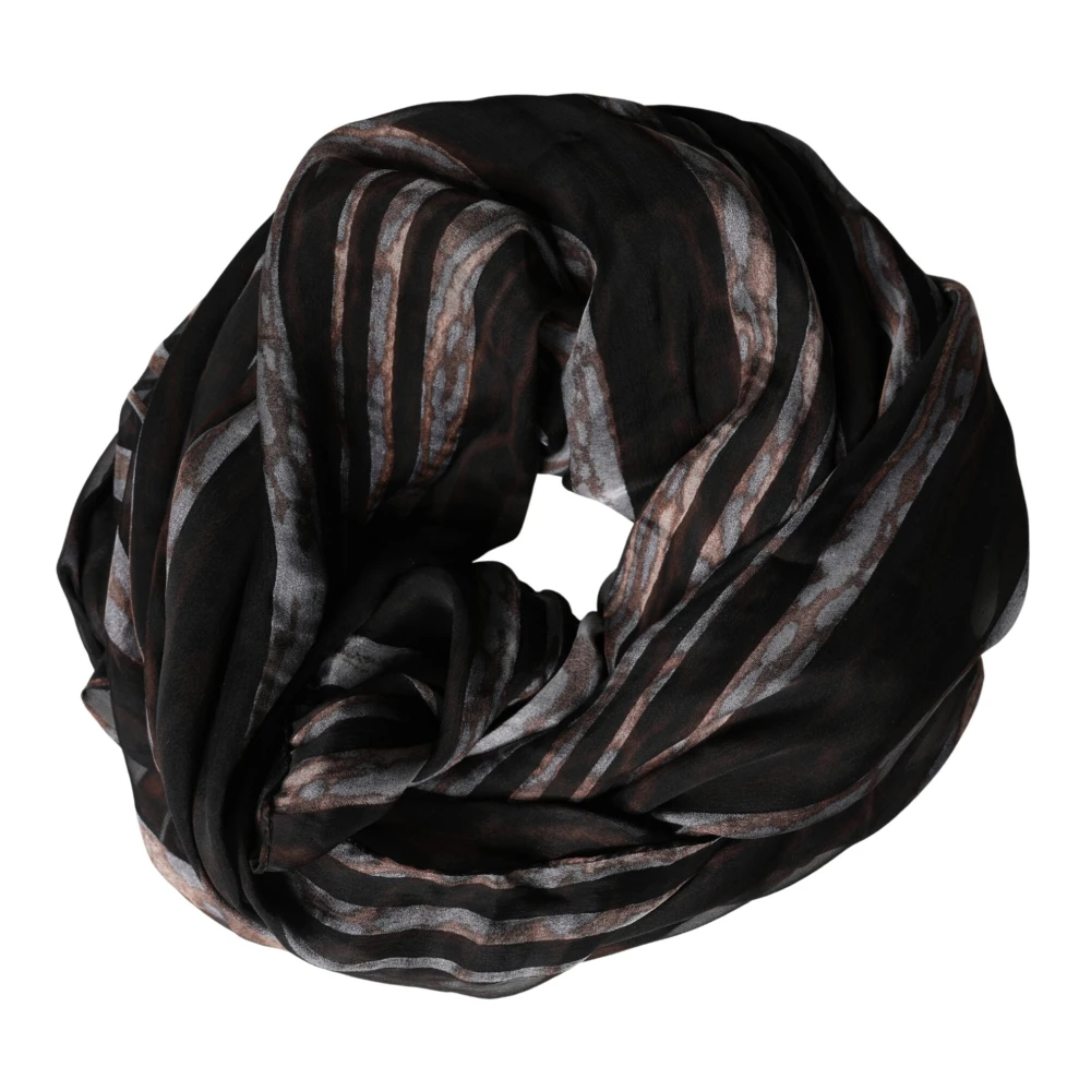 Dolce & Gabbana Women's Black Silk Scarves, One Size, Stripes Silk Wrap Shawl Stole