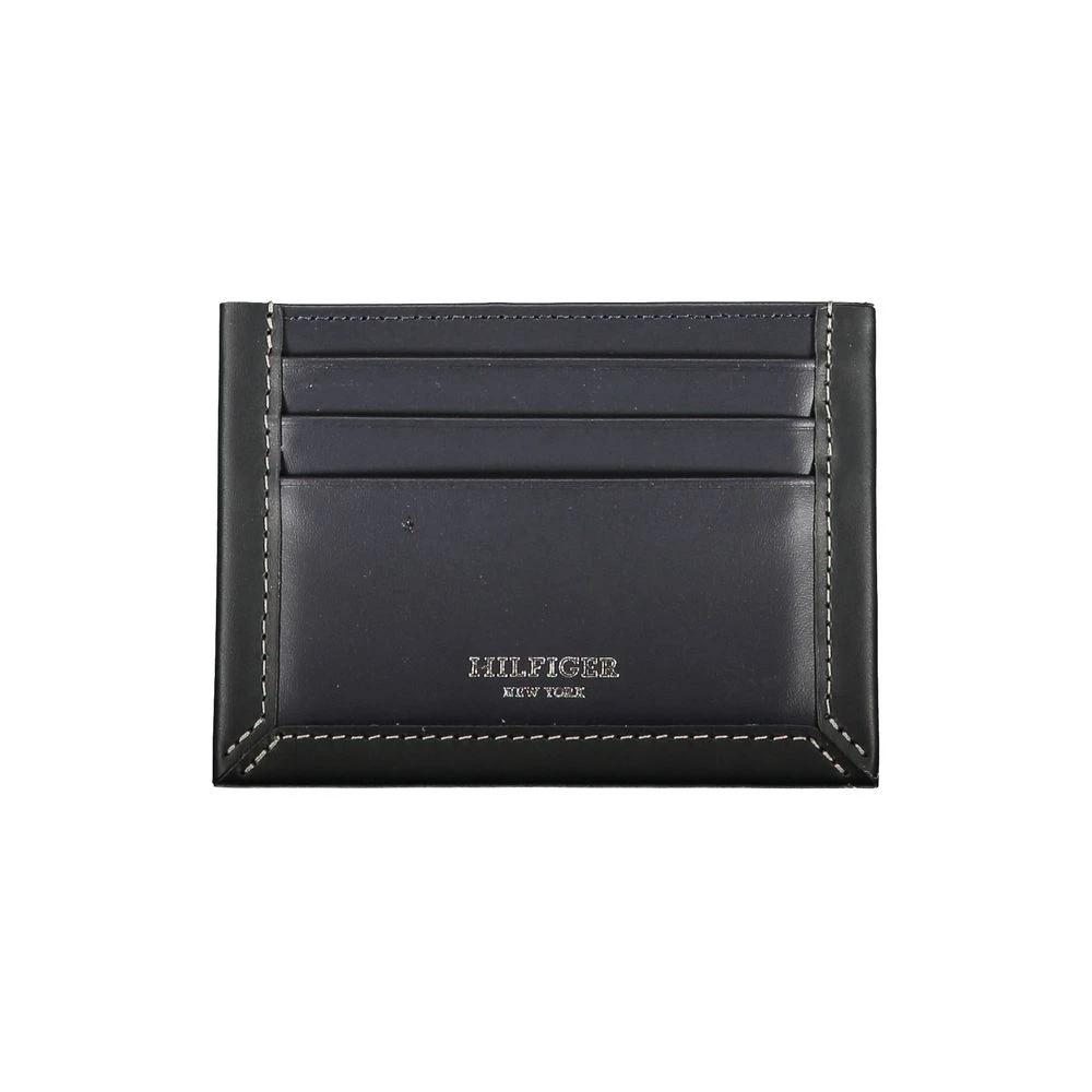 Tommy Hilfiger Blauwe leren kaarthouder met contrastdetail Blue Heren