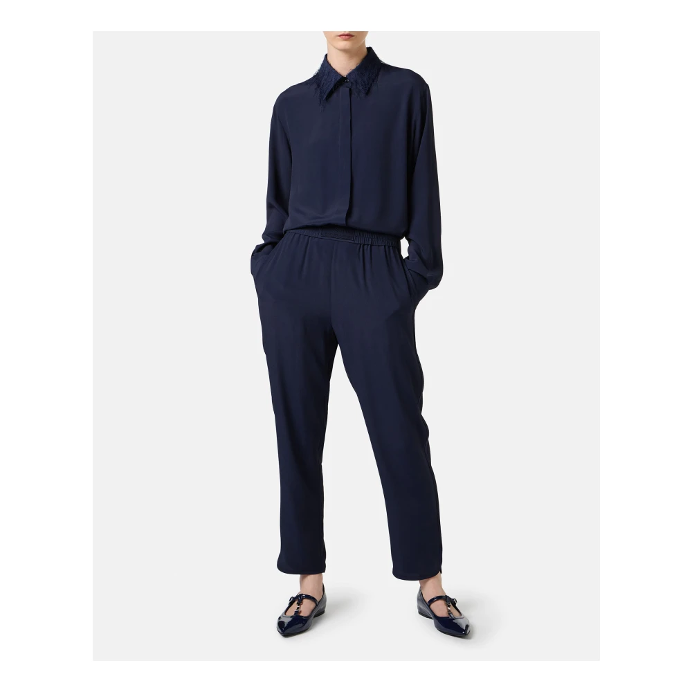 Iceberg Blauwe zijden blend crepe de chine overhemd met elegante details Blue Dames