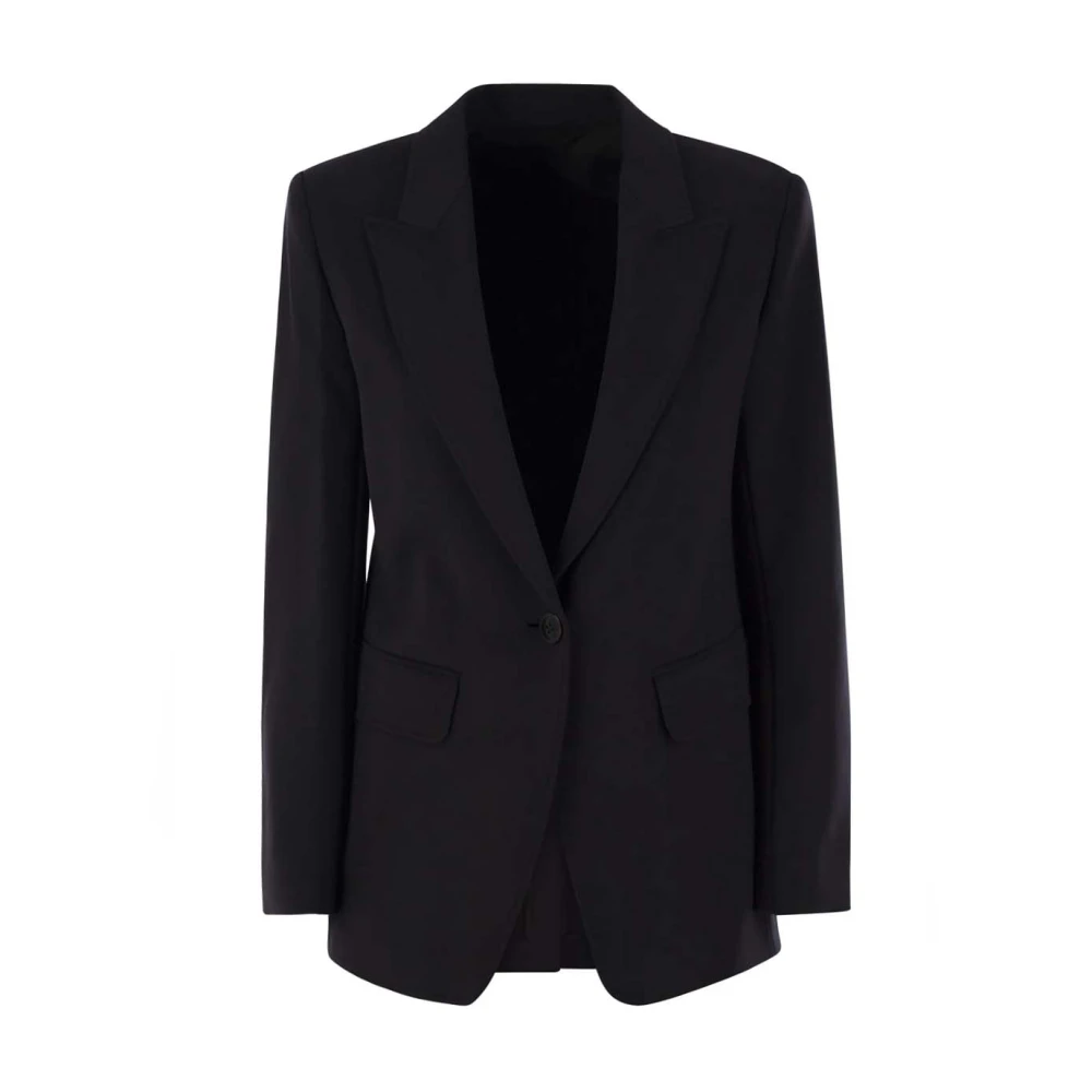 Max Mara Zwarte jas met V-hals en dubbele rij knopen Black Dames