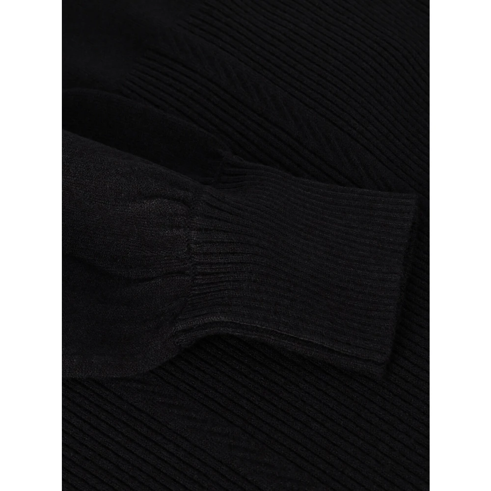 Twinset Zwarte Midi Jurk met Trompetmouwen Black Dames