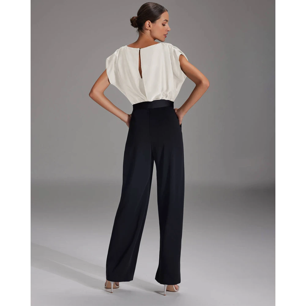 Swing Elegante Zwart en Wit Jumpsuit Black Dames