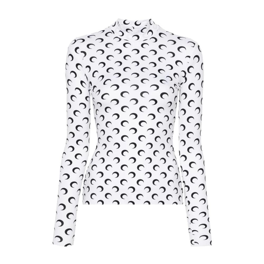 Marine Serre Women's White Top With Unique Style - Long Sleeve T-Shirts - L - Tops