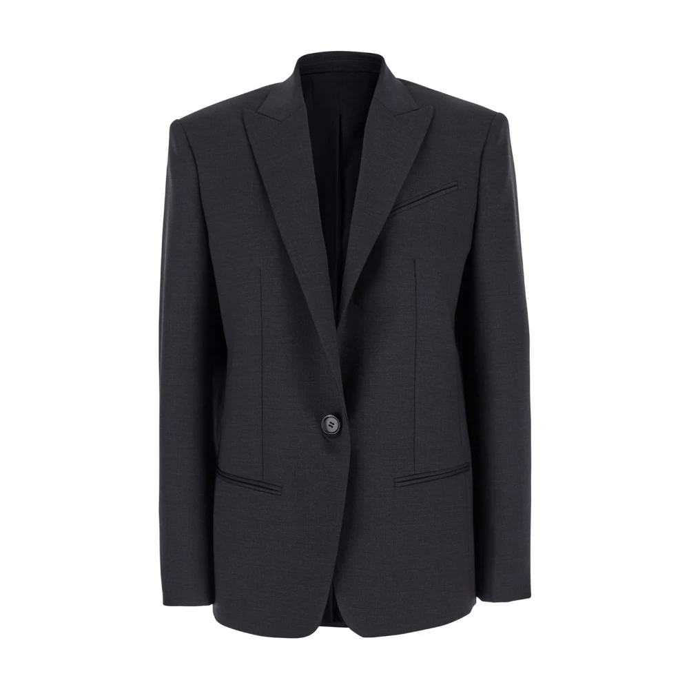 Philosophy di Lorenzo Serafini Grijze Wollen Blend Jas Peak Revers Gray Dames