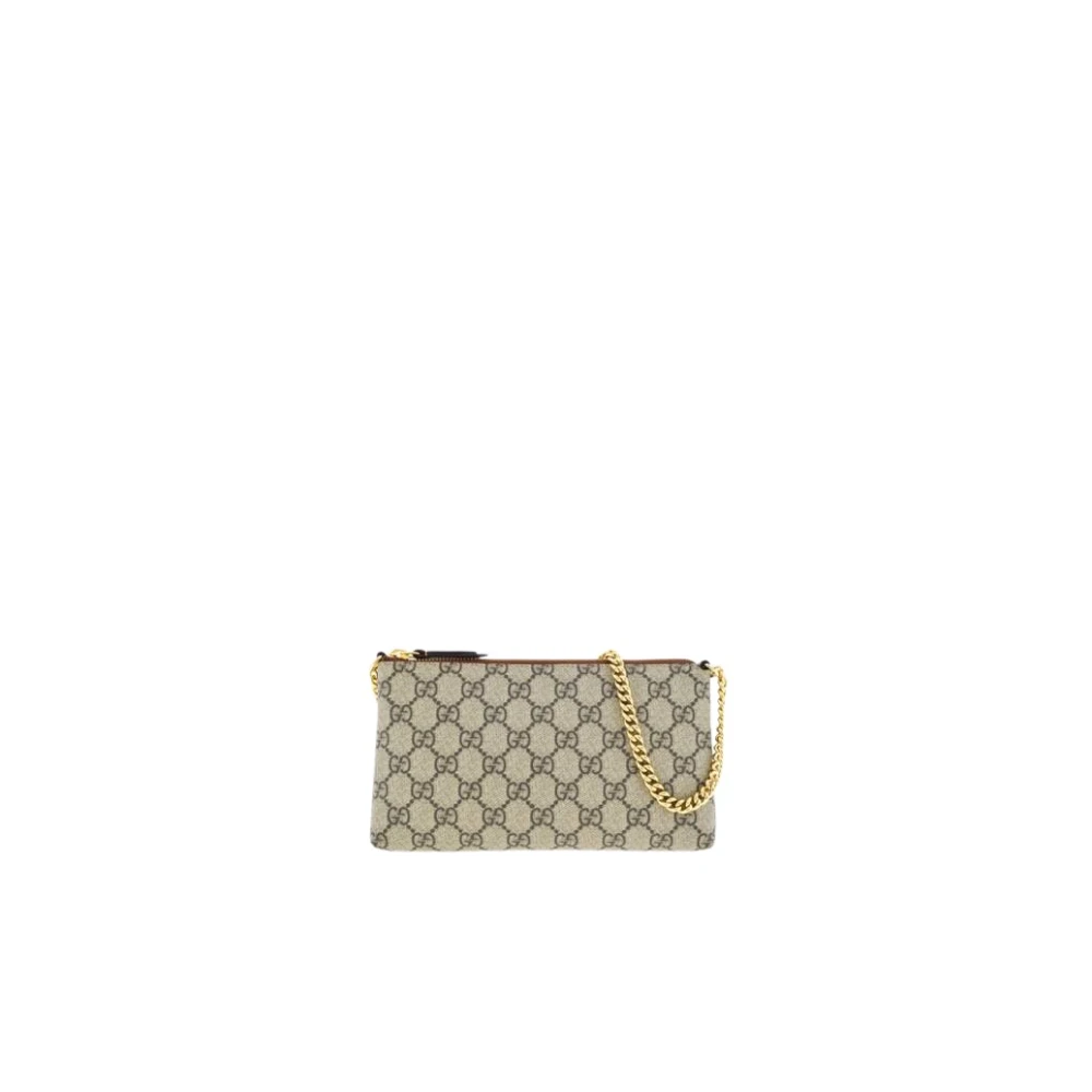 Gucci GG Supreme Ketting Portemonnee Beige Dames