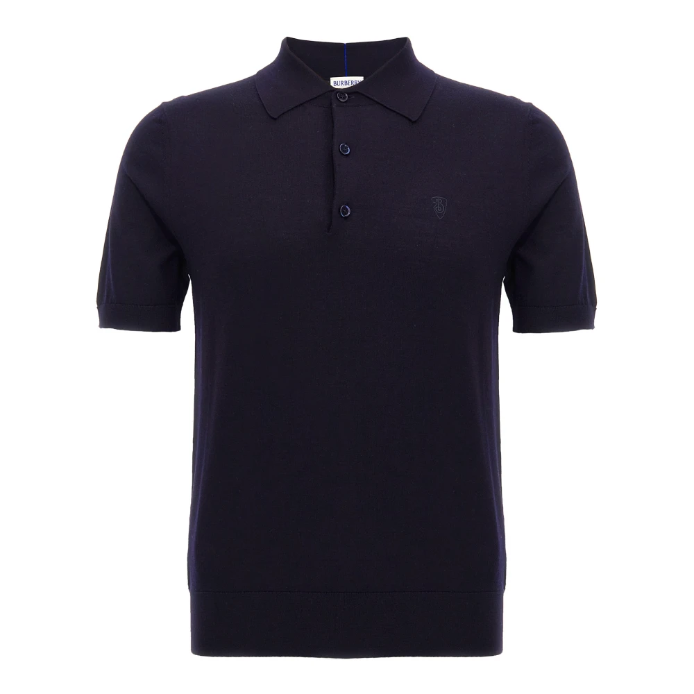 Burberry Men's Blue Polo Shirts, S, Wool Polo Shirt