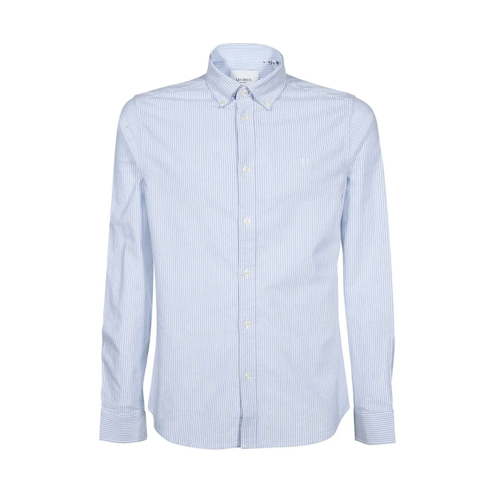 Les Deux Kristian Katoenen Overhemd met Button-Down Kraag Blue Heren