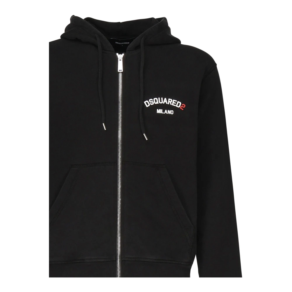 Dsquared2 Zwarte Sweat Jacket voor Mannen Black Heren
