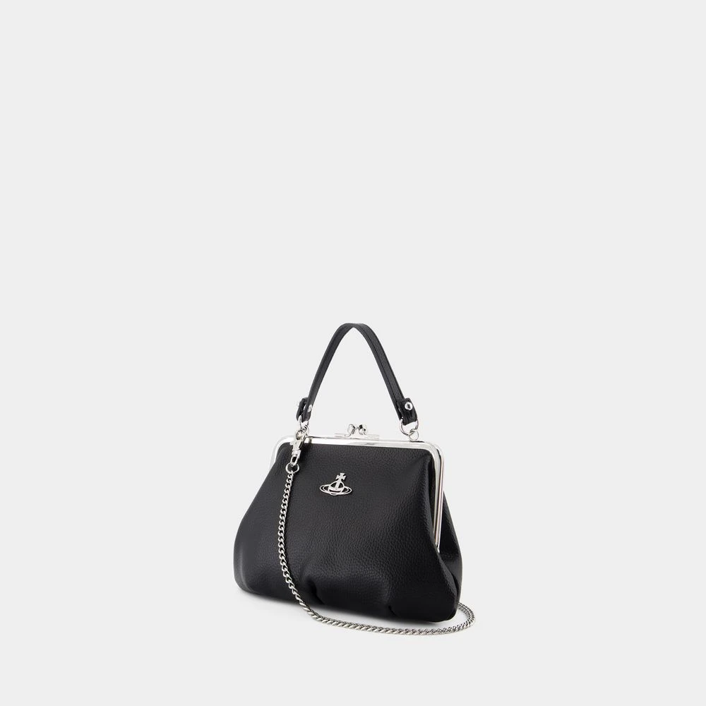 Vivienne Westwood Zwarte Leren Frame Portemonnee met Ketting Black Dames