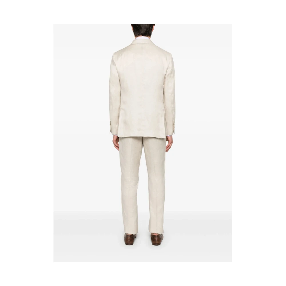 Lardini Beige Double-Breasted Knoopsluiting Pak Beige Heren