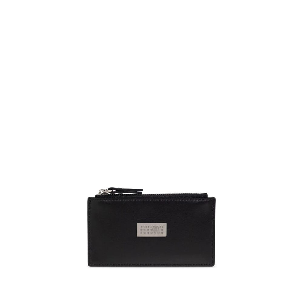 MM6 Maison Margiela Portemonnee van gekorreld leer met kenmerkend motief Black Heren