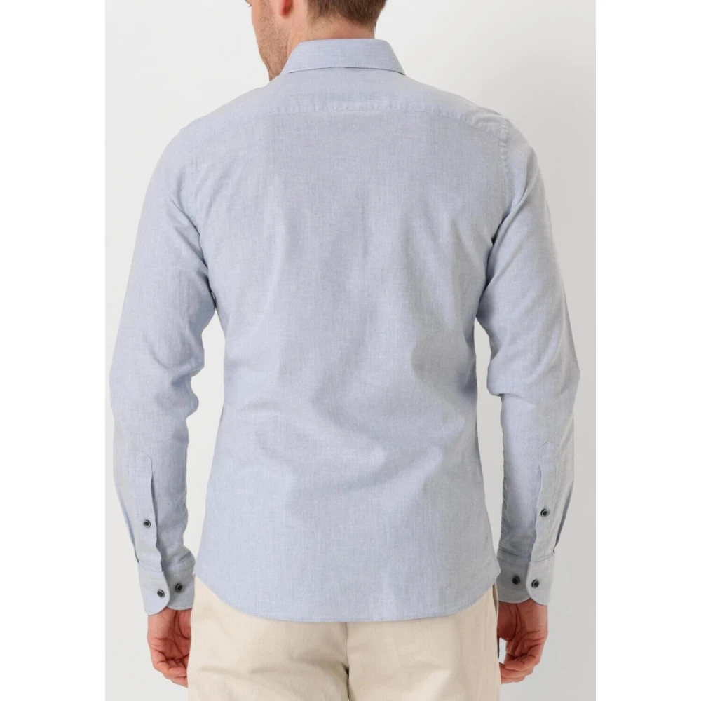 Profuomo Heren X-Cutaway Shirt Katoen Linnen Blue Heren