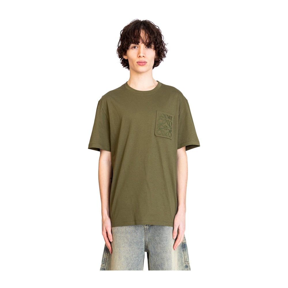 Loewe Khaki Groene Relaxte Fit T-shirt Green Heren