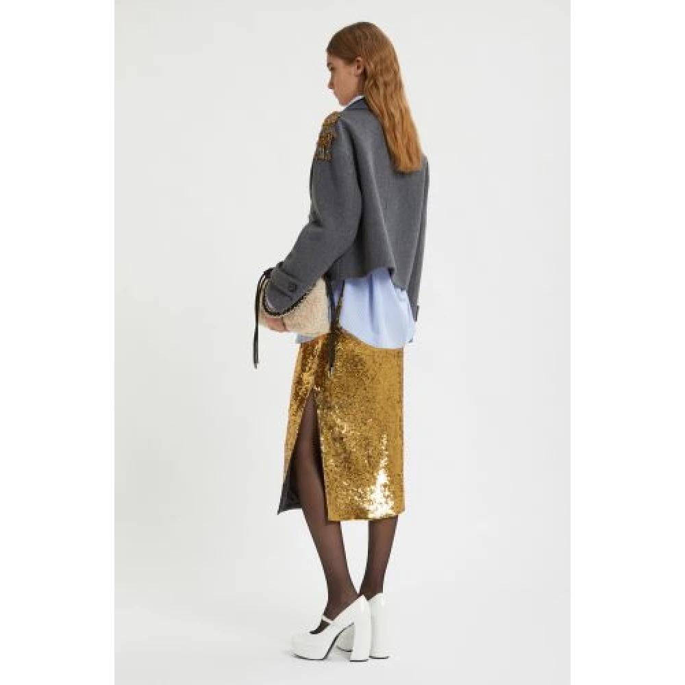 Ermanno Scervino Gouden Pailletten Rok Yellow Dames