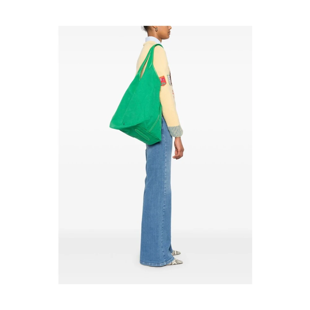 Ralph Lauren Foldover Top Tote Bag Green Dames