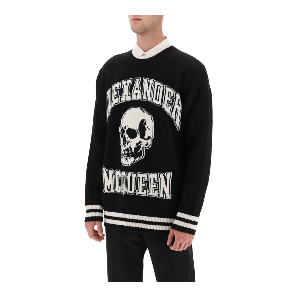 alexander mcqueen Varsity Sweater met Skull Motif Black Heren