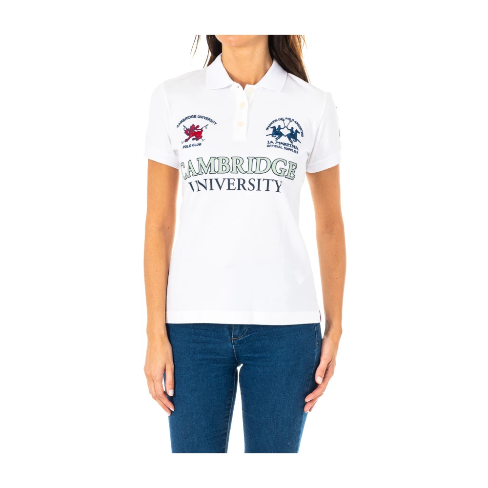La Martina Women's White Short-Sleeved Polo Shirt With Lapel Collar