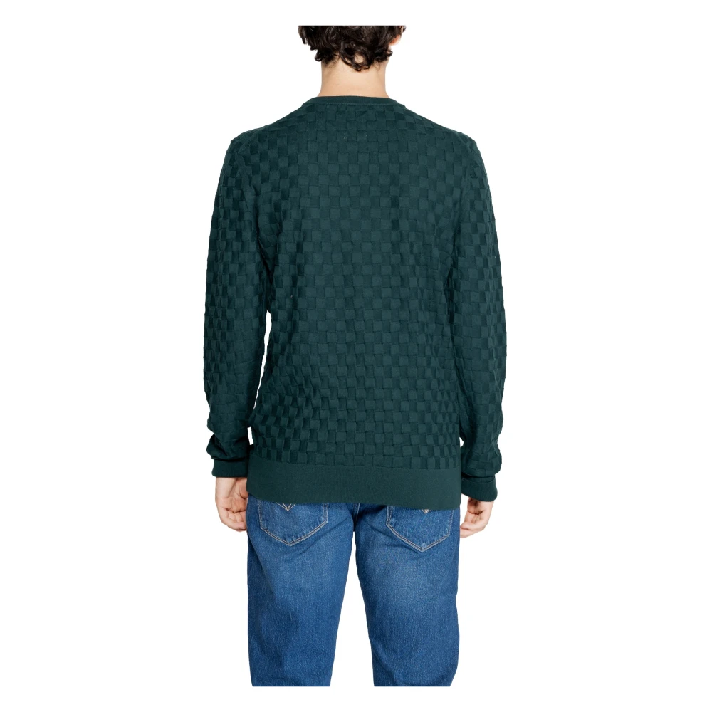 Calvin Klein Groene Gebreide Ronde Hals Sweater Mannen Green Heren
