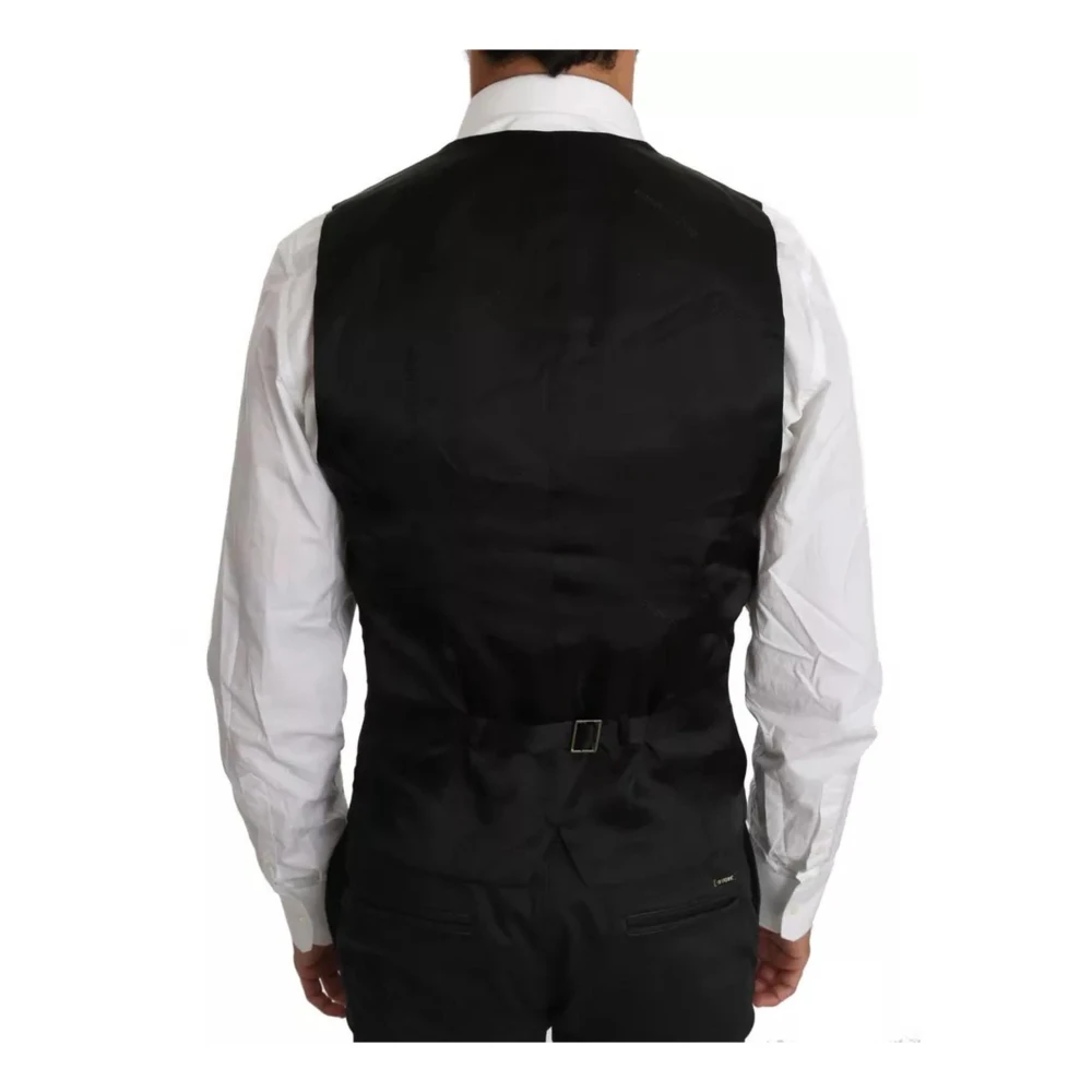Dolce & Gabbana Klassieke Zwarte Wol Slim Fit Vest Black Heren