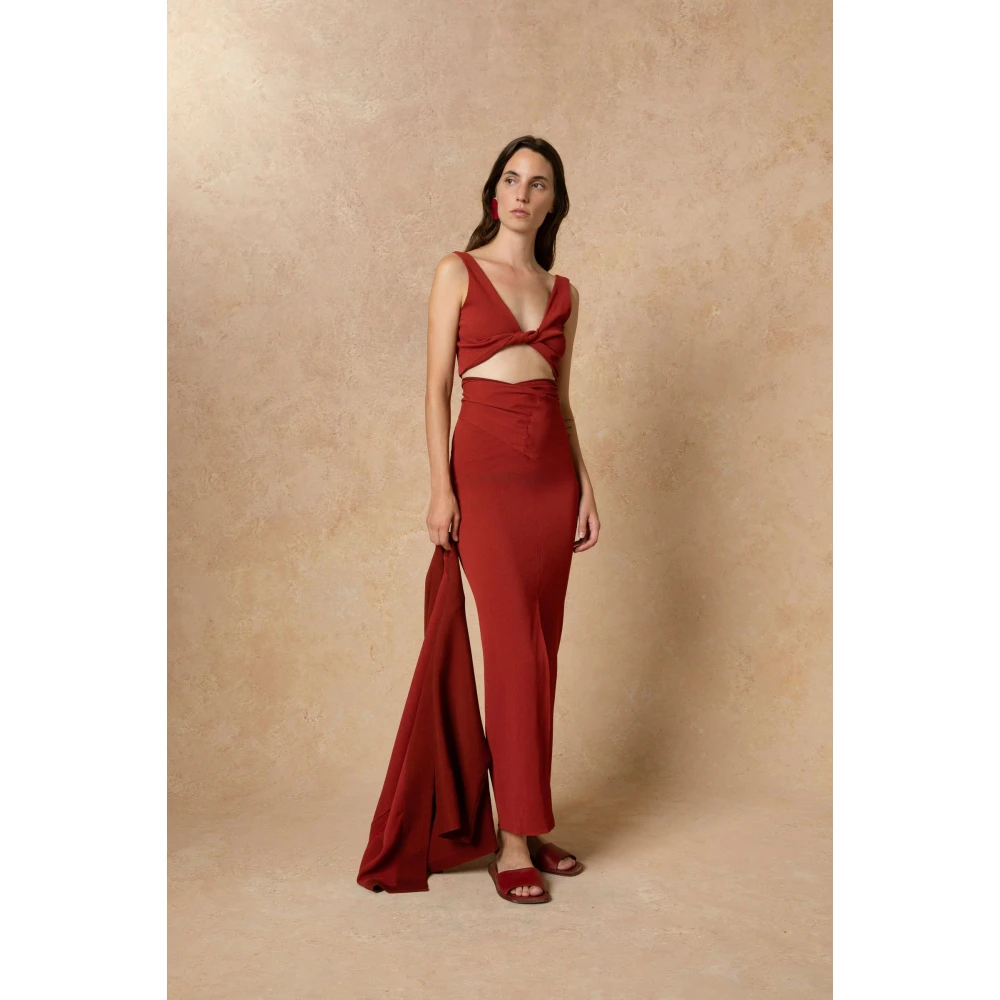Cortana Wikkel midi rok karmijnrood Red Dames