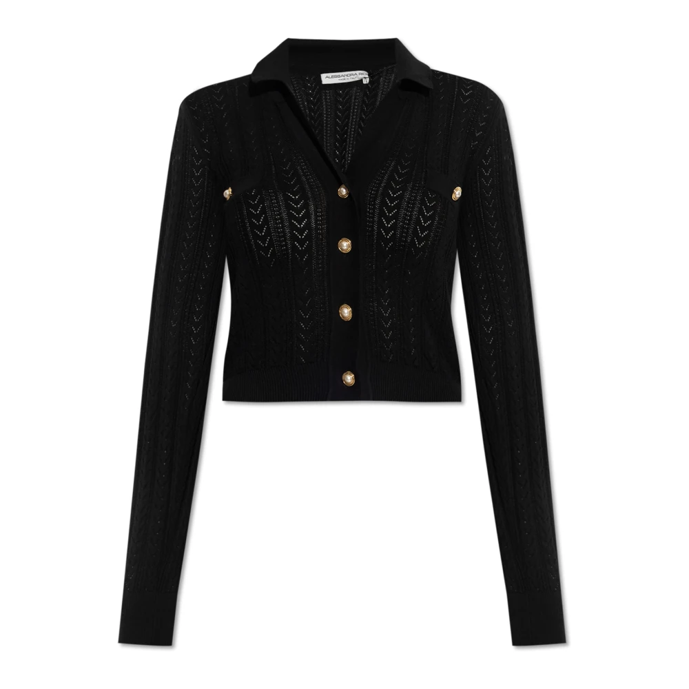 Alessandra Rich Women's Black Cardigan With Decorative Knit - Cardigans - Xs - Knitwear