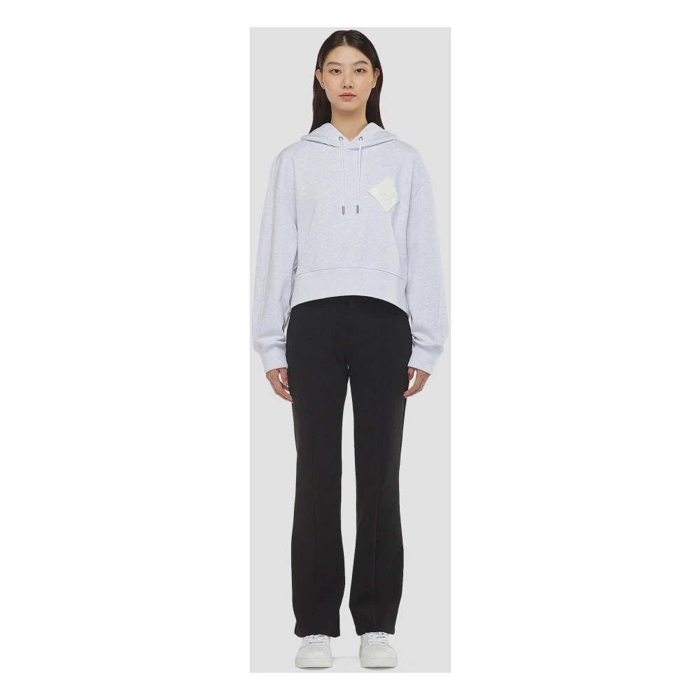 MCM Essential Logo Patch Cropped Hoodie Gray Dames