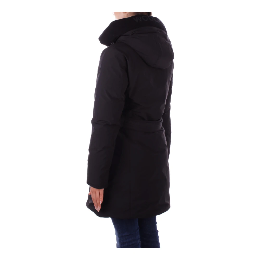 Woolrich Zwarte Jassen met Logokraag Black Dames