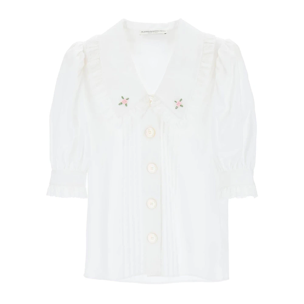 Alessandra Rich Overhemd met geborduurde kraag White Dames