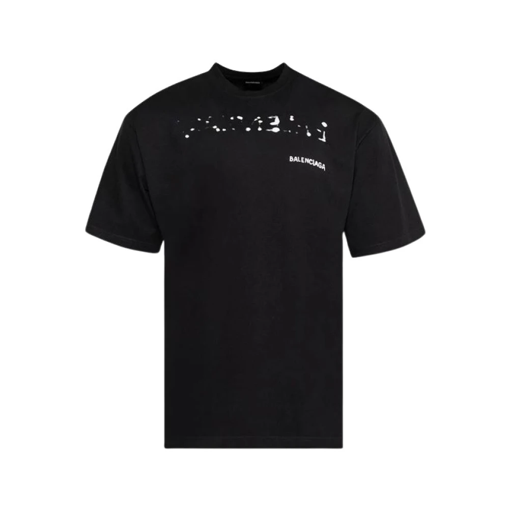 Balenciaga Handgetekend Logo T-Shirt Black Heren