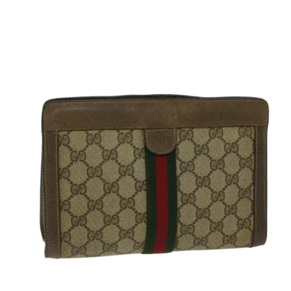 Gucci Vintage Pre-owned Leather clutches Beige Dames