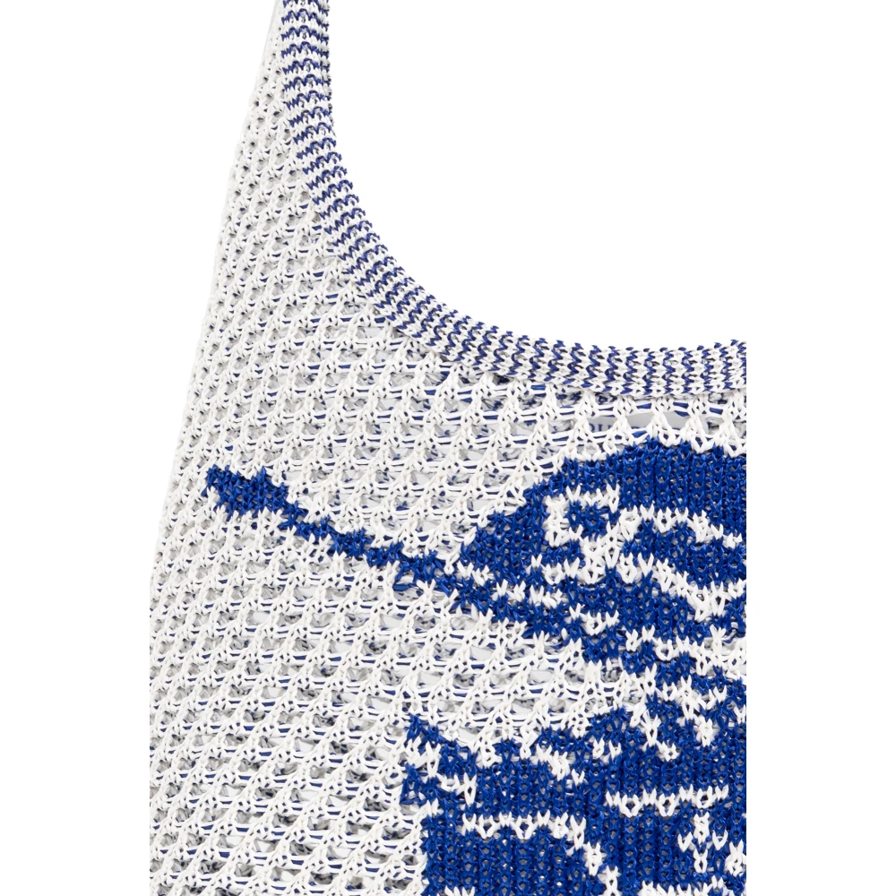 Burberry `Crochet Small` Shopper Tas White Dames