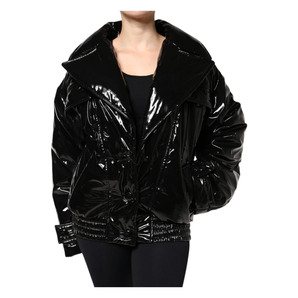 Dolce & Gabbana Black Winter Jackets, Female, Xs, Button-Down Blouson Jacket