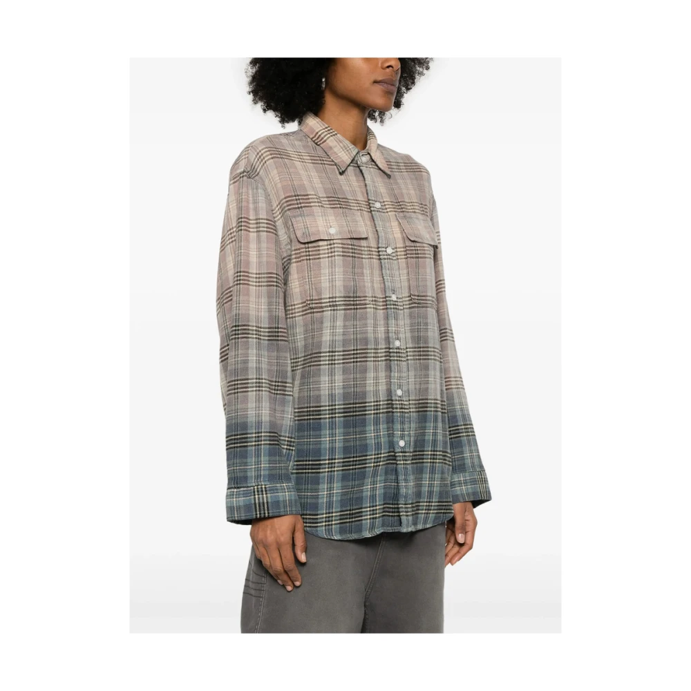 R13 Klassieke Button-Up Shirt in Lichtbruin Multicolor Dames