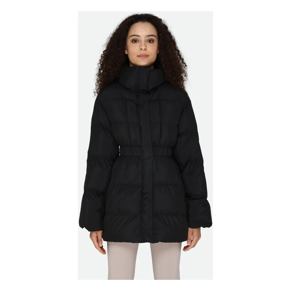 pinko Zwarte Gewatteerde Jas Hoge Kraag Black Dames