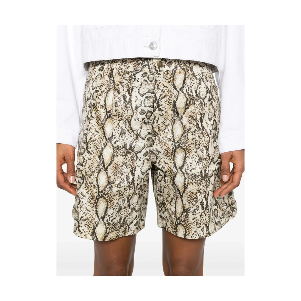 Isabel marant Beige Snake Print Taille Shorts Multicolor Dames