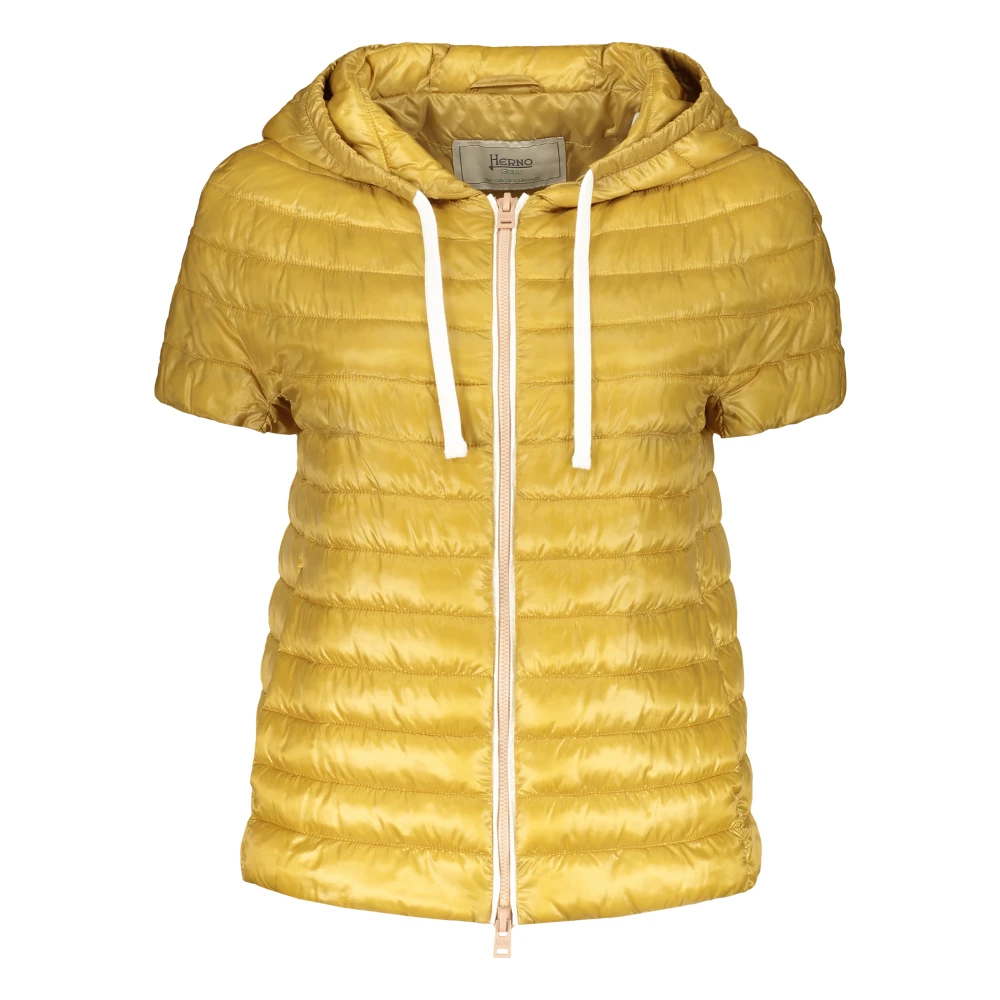 Herno Gewatteerde jas met korte mouwen en capuchon Yellow Dames