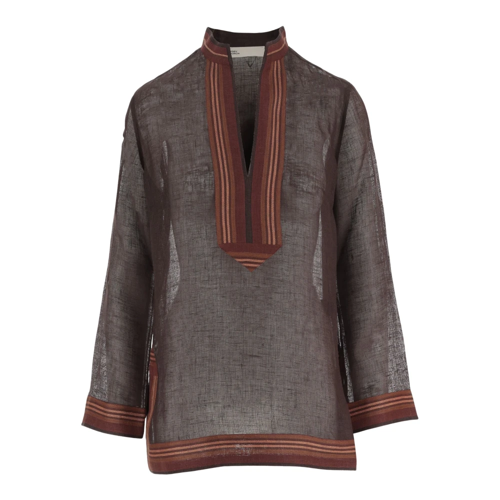 Tory Burch Women's Brown Tunics, L, Linen Tunic