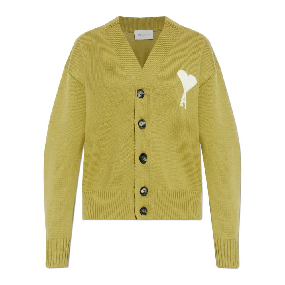 Ami Paris Grön Logo Cardigan